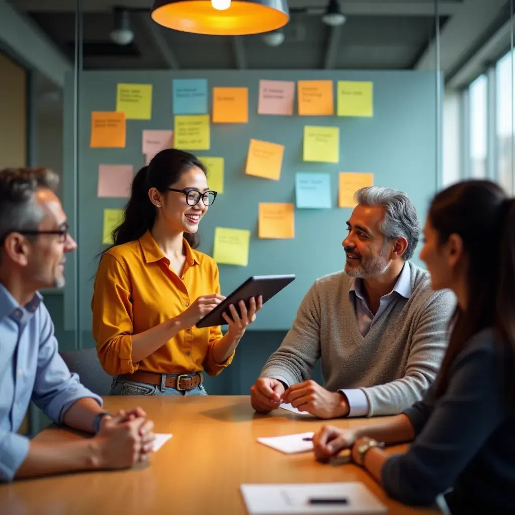 A business owner providing feedback on an app prototype.